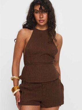 NWT princess Polly stara halter linen top / size us 2